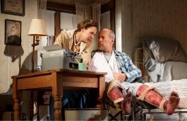 Misery - Laurie Metcalf as Annie Wilkes and Bruce Willis as Paul Sheldon. Photo by Joan Marcus, 2015.